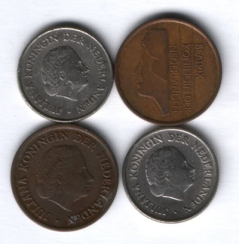 Набор монет Нидерланды 1951-1992 г. 4 шт.