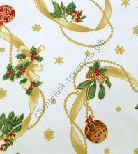 Новогодняя декоративная ткань  LAZOS beige