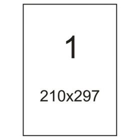73633 / 651842 Этикетки самоклеящиеся глянцевые Mega label белые 210х297 мм (1 штука на листе А4, 100 листов в упаковке)