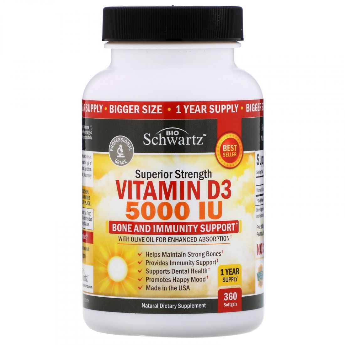 Витамин D3, 5000 МЕ, 360 шт