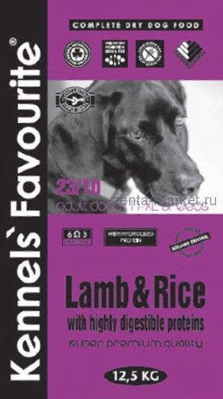 Kennels` Favourite Lamb & Rice Для взрослых собак 3 кг, 12.5 кг, 20 кг