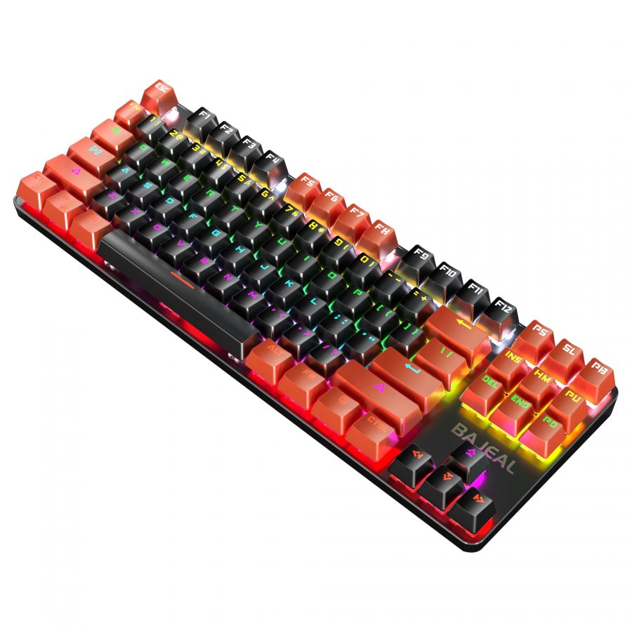 Механическая клавиатура Bajeal 87клавиш с RGB подсветкой оранжевая