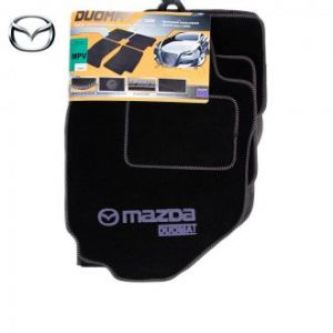 Коврики текстильные для Mazda MPV II в салон автомобиля Doumat (Польша) - 3 шт | Автоковрики ворсовые (велюровые) в машину Мазда МПВ - черные