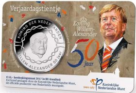 50 лет королю Нидерландов Виллем-Александру 10 евро Нидерланды  2017