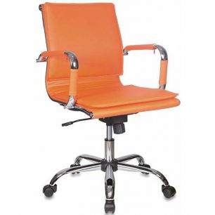 Кресло Бюрократ CH-993-Low/orange низкая спинка оранжевый искусственная кожа крестовина хром