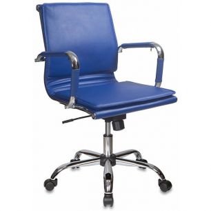 Кресло Бюрократ CH-993-Low/blue низкая спинка синий искусственная кожа крестовина хром