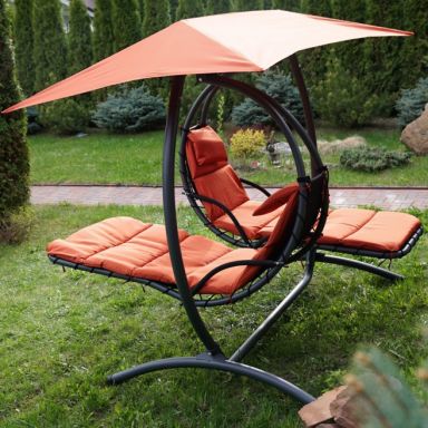 Двойное подвесное кресло качели ЛУНА КОНЦЕПТ (цвет оранжевый)
