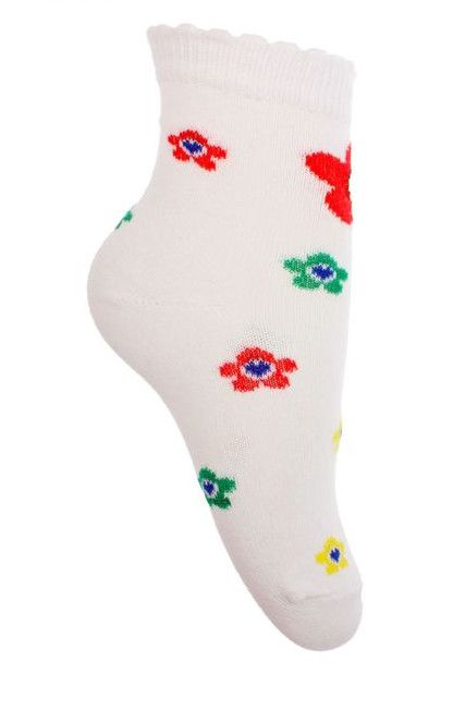 Белые носки для девочки Цветы