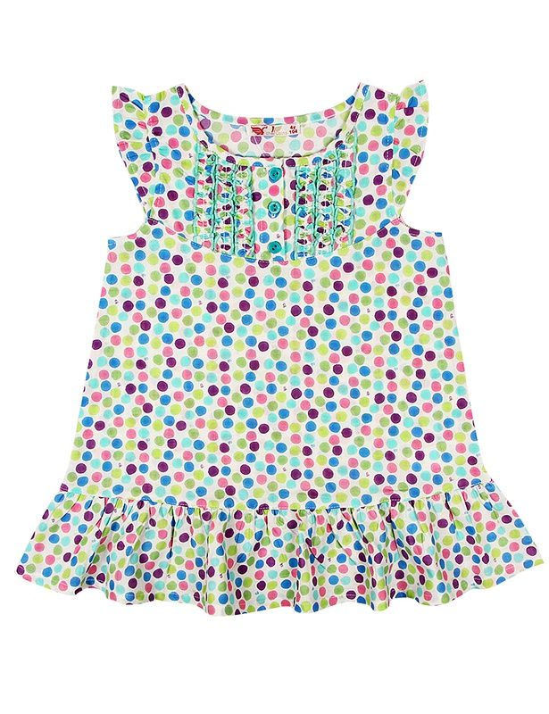 Платье для девочки текстильное в цветной горошек