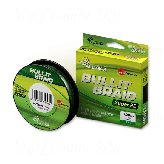 Плетеный шнур Allvega Bullit Braid 135M Dark Green 0,10mm