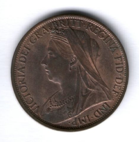 1 пенни 1896 г. AUNC Великобритания