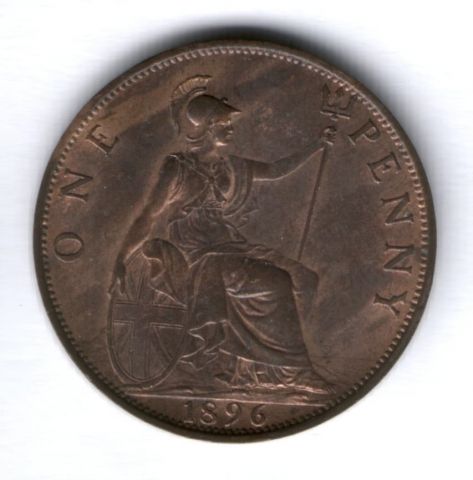 1 пенни 1896 г. AUNC Великобритания