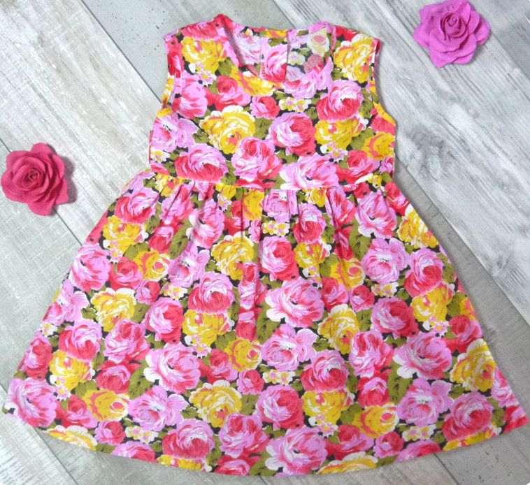 Платье хлопковое для девочки 2 лет Розы
