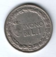 1 лира 1924 г. Италия