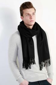 Роскошный большой плотный шарф, высокая плотность, 100 % драгоценный кашемир ,, расцветка Классика Чёрный Black Cashmere (премиум)