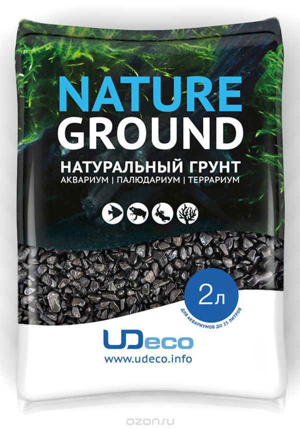 UDeco Canyon Black - Натуральный грунт для аквариумов "Черный гравий", 6-12 мм