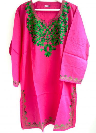 Женская розовая индийская туника (курта). Купить длинные рубашки из Индии