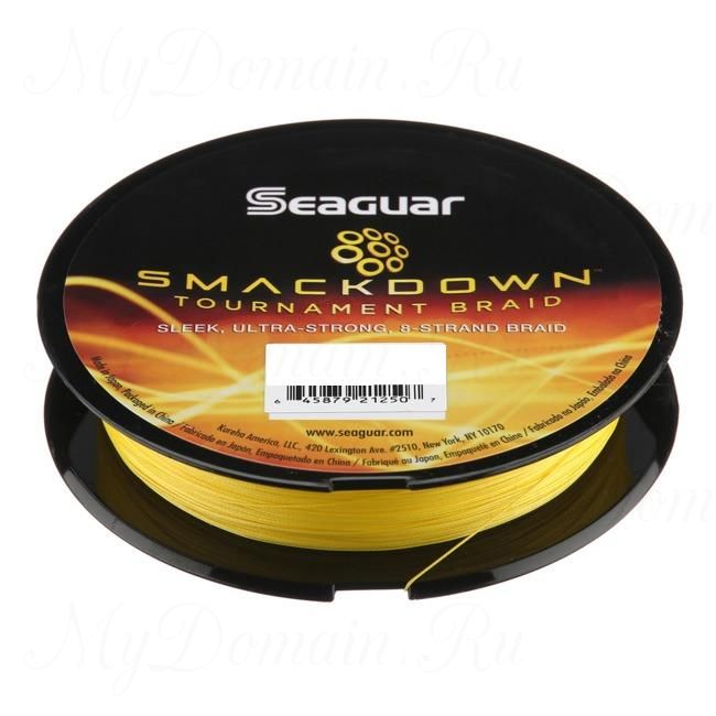 Шнур плетеный Seaguar Smackdown (x8) желтый 0,405 мм; 65 lb/27,3 кг; 150 ярдов/137 м.