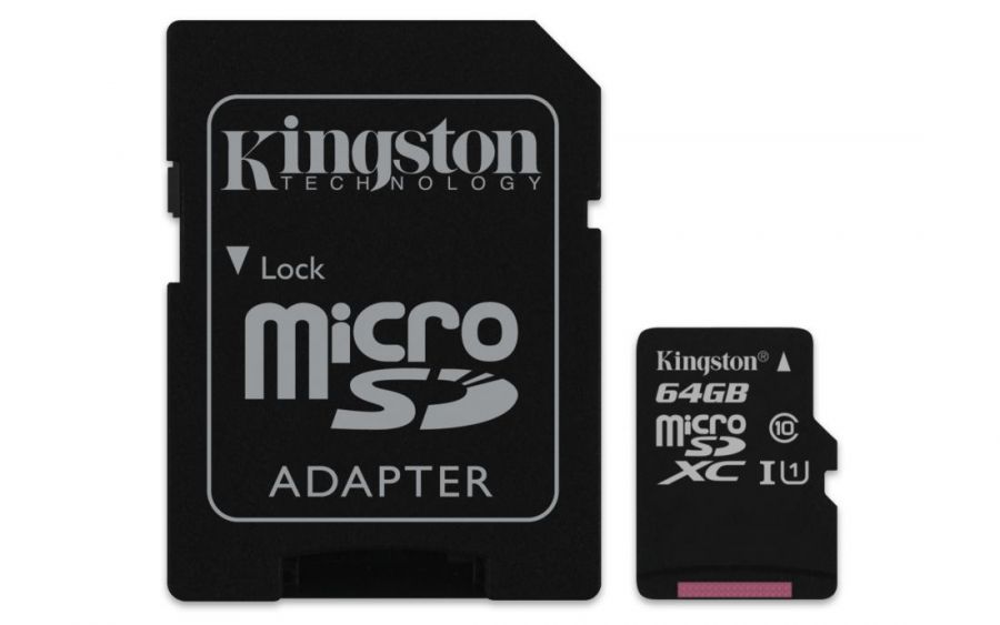 Карта памяти Kingston microSD Class 10 64 GB+SD адаптер