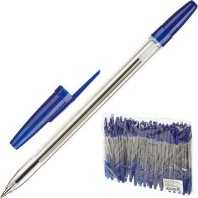 Ручка шар масляная синяя СТАММ Оптима 0,7мм корп прозр/50/250 РО20