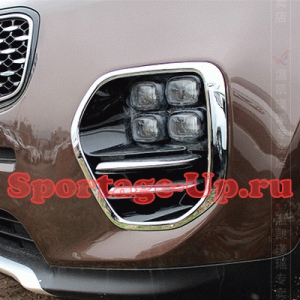 Накладки на передние и задние ПТФ Sportage4 QL, хром, компл.4шт.