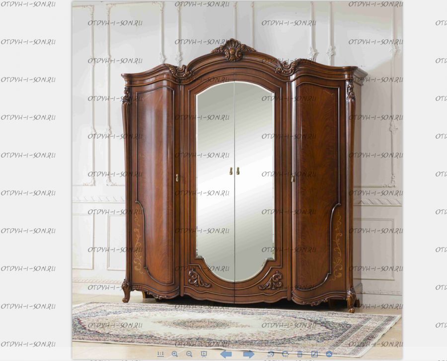 Шкаф 4-х дверный с зеркалами Тиффани Диа Мебель (220х65х239)