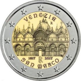 400 лет завершения строительства собора Святого Марка в Венеции 2 евро Италия 2017