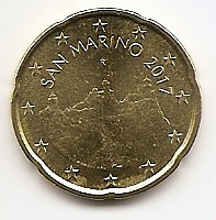 20 центов Сан-Марино 2017, регулярная UNC (новый дизайн)