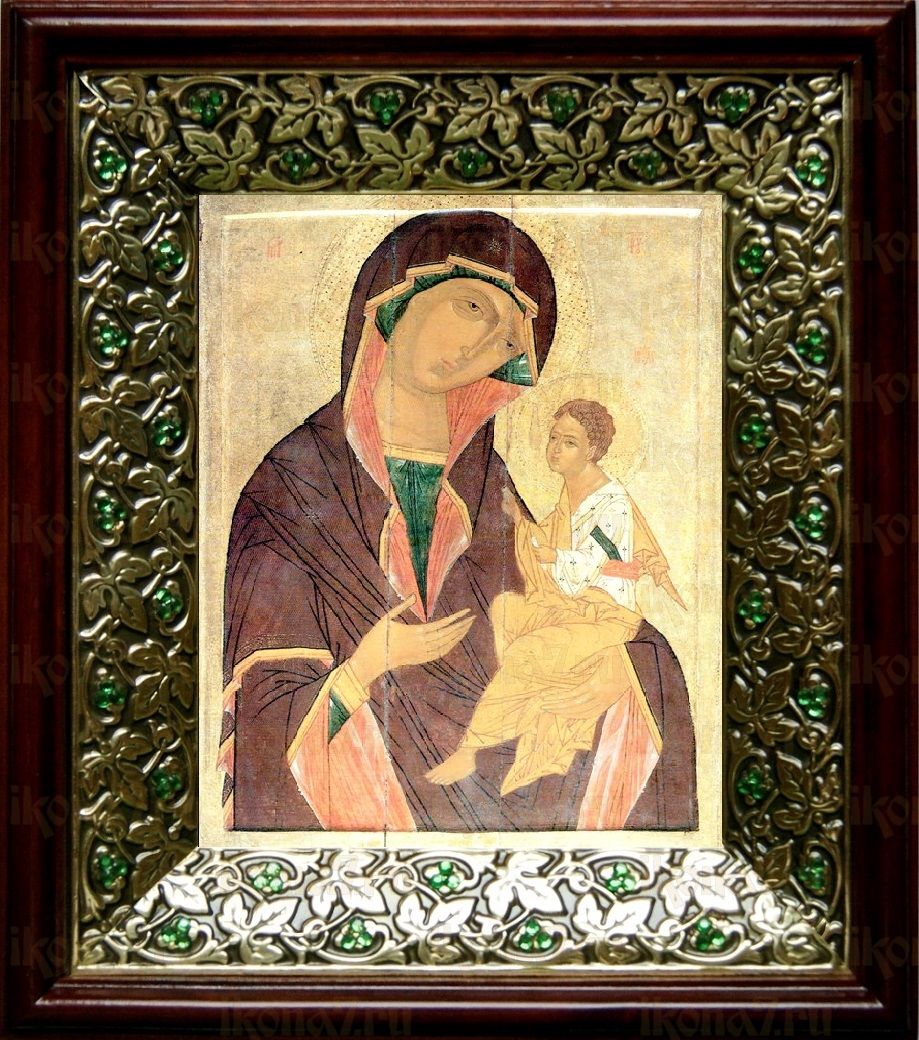 Грузинская икона Божьей Матери (21х24), киот со стразами