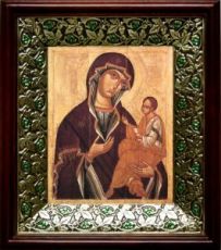 Грузинская икона Божьей Матери (21х24), киот со стразами