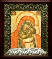 Дегтярёвская икона Божьей Матери (21х24), киот со стразами