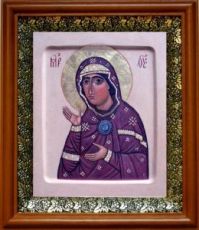 Едесская (Эдесская) икона Божьей Матери (19х22), светлый киот
