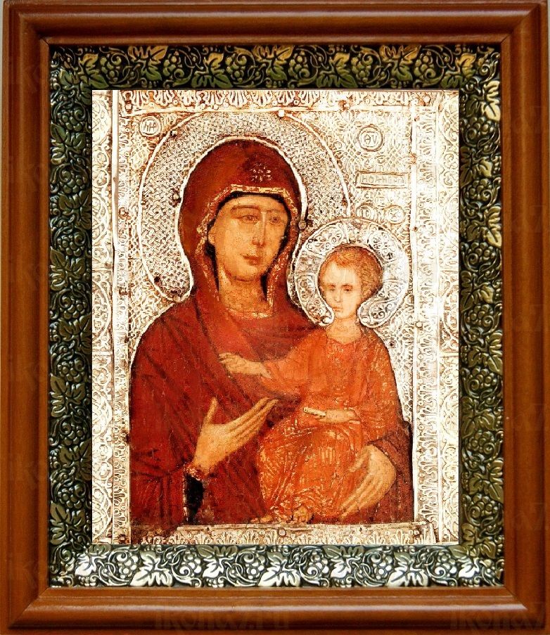 Елеоточивая (Элеовритисса) икона Божьей Матери (19х22), светлый киот