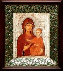 Елеоточивая (Элеовритисса) икона Божьей Матери (21х24), киот со стразами