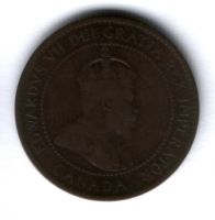 1 цент 1907 г. H Канада, редкий тип