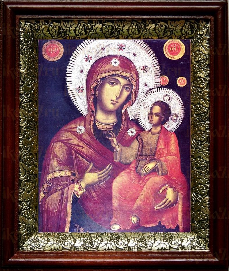 Григориатская икона Божьей Матери (19х22), темный киот