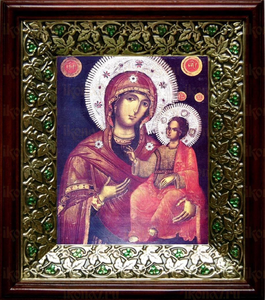 Григориатская икона Божьей Матери (21х24), киот со стразами