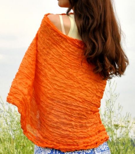 Шёлковый оранжевый шарф парео, Санкт-Петербург. Купить в интернет магазине