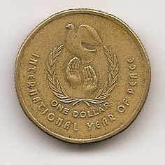 Международный год мира 1 доллар Австралия 1986