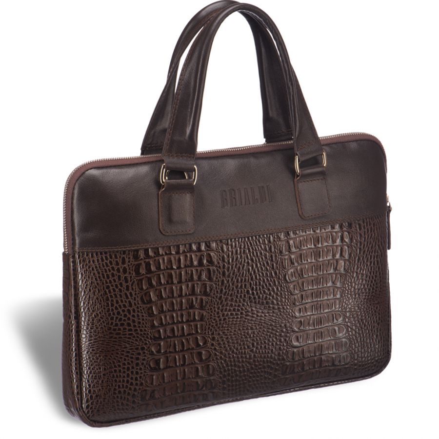 Женская деловая сумка SLIM-формата BRIALDI Belvi (Бельви) croco brown