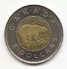Белый медведь(Регулярный выпуск) 2 доллара Канада 1996