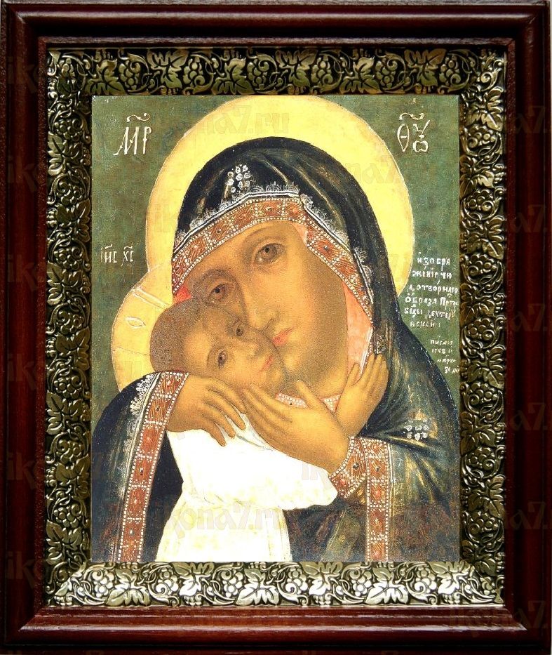 Девпетерувская икона Божьей Матери (19х22), темный киот