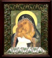 Девпетерувская икона Божьей Матери (21х24), киот со стразами