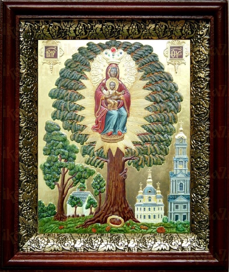 Елецкая Черниговская икона Божьей Матери (19х22), темный киот