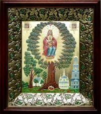 Елецкая Черниговская икона Божьей Матери (21х24), киот со стразами