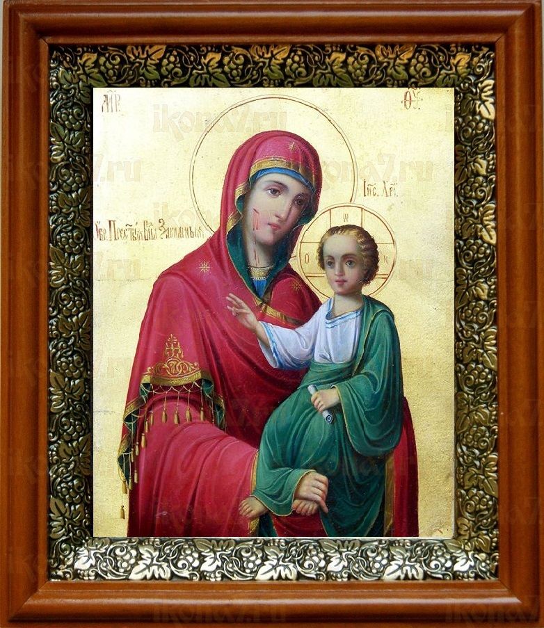 Закланная икона Божьей Матери (19х22), светлый киот
