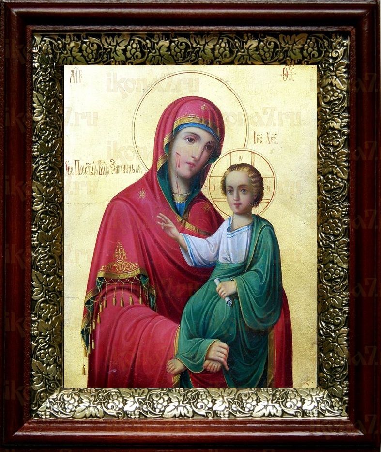 Закланная икона Божьей Матери (19х22), темный киот