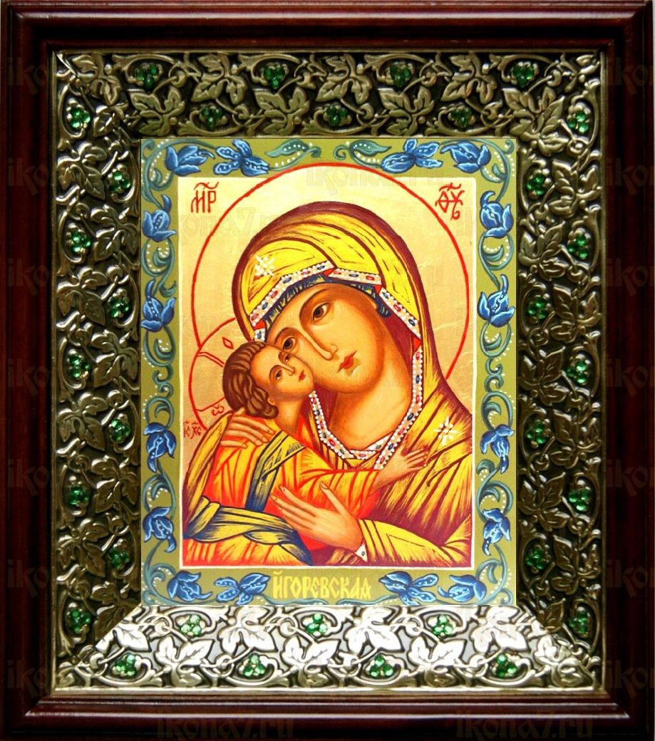 Игоревская икона Божьей Матери (21х24), киот со стразами