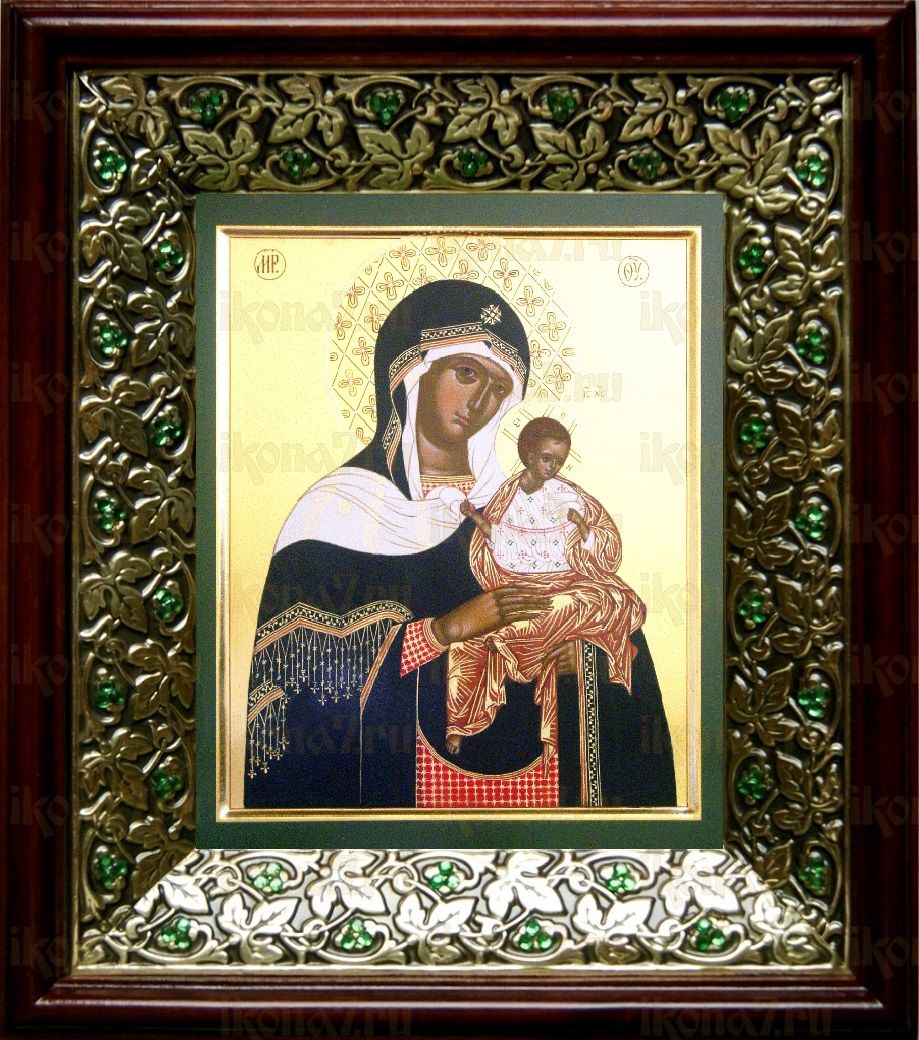 Коневская икона Божьей Матери (21х24), киот со стразами