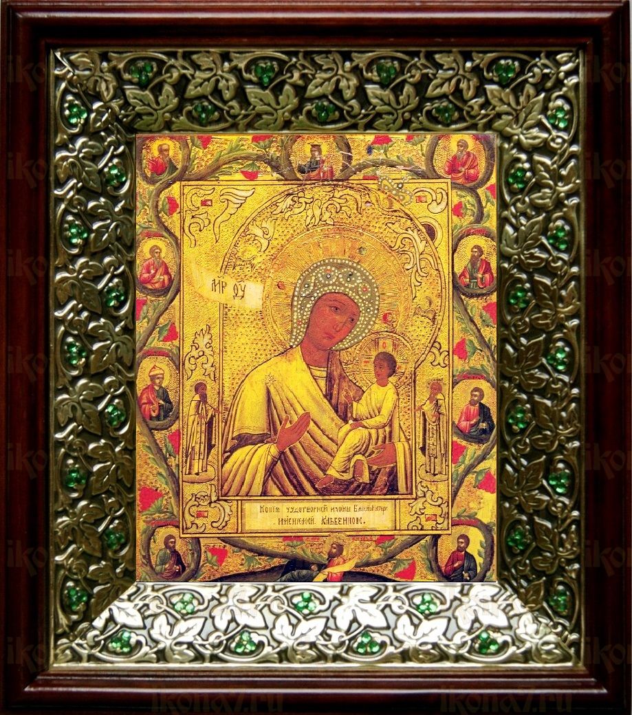 Хлебная икона Божьей Матери (21х24), киот со стразами